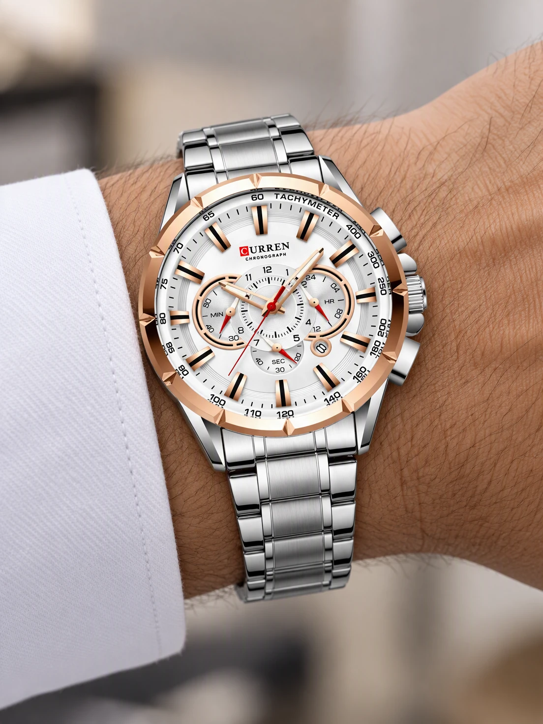 Ivory Rose Bezel Chronograph Steel — view 5