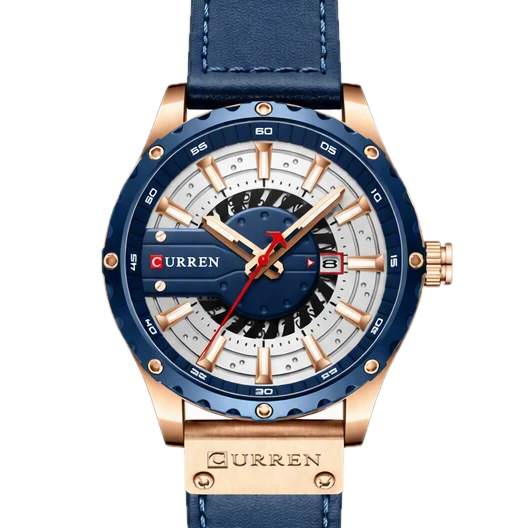 Navy Turbine Rose Leather