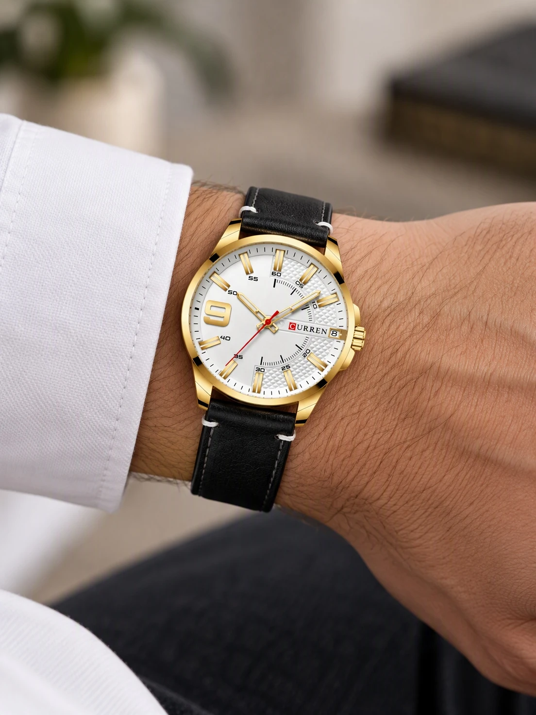 Gold Ivory Textured Date Leather — view 5