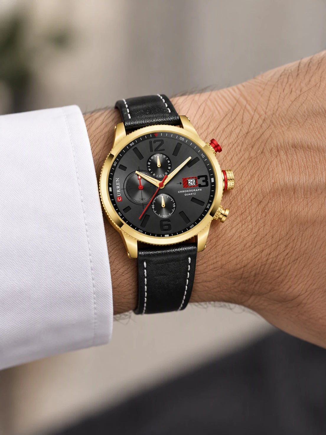 Black Gold Date Chronograph Leather — view 5