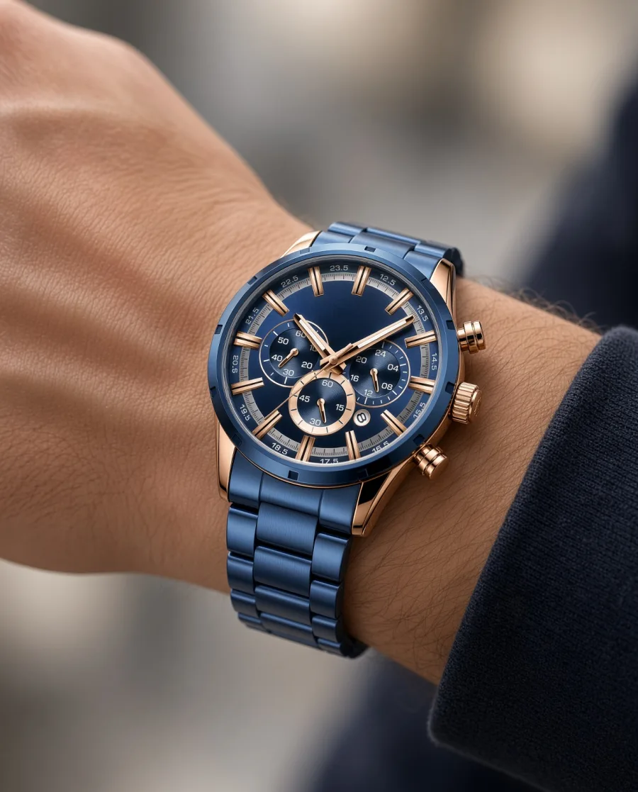 Cobalt Rose Tachymeter Steel on the wrist